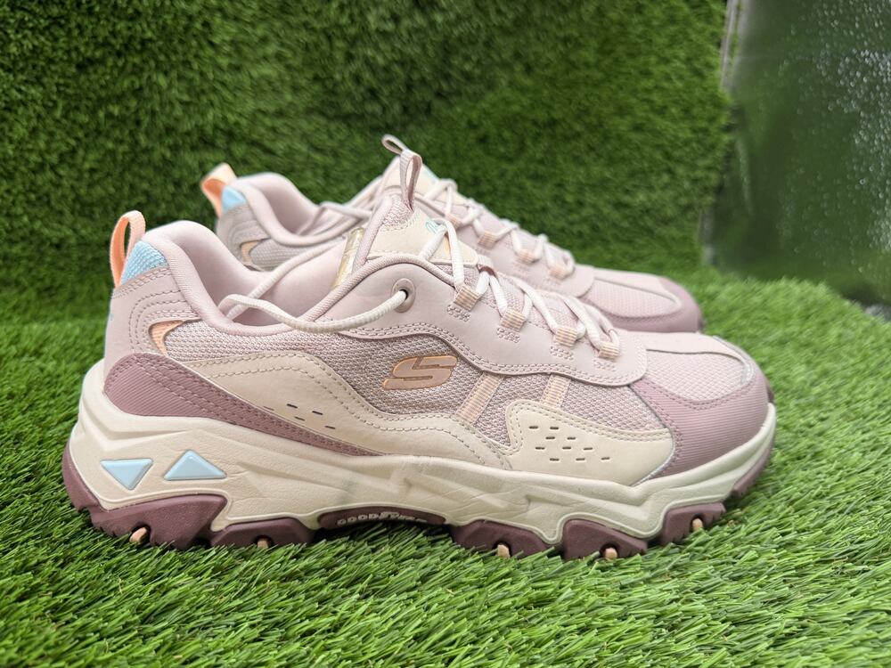 Skechers D'Lites Hiker 180128-PKMT Athletic Sneaker Women 10 Pink Leather Sports